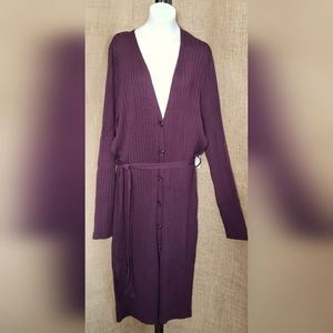NWT dark plum ribbed cardigan